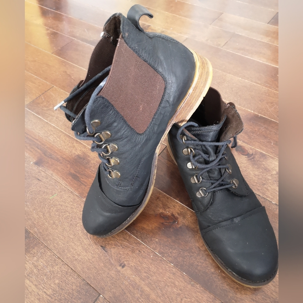 Josef Seibel Women's Black, Brown Leather Lace-Up Ankle Boots Size EU 41